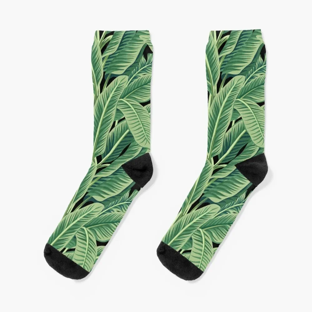 

Green Tropical Banana Leaves II Socks Rugby sport hiphop Male Socks Women's