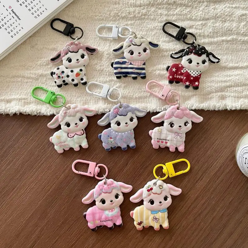 Niedlicher Cartoon-Lamm-Schlüsselanhänger, Kawaii-Schaf-Maskottchen-Dekoration, kreativer Schaf-Anhänger, Accessoires, Neujahrsgeschenk – Detail 7