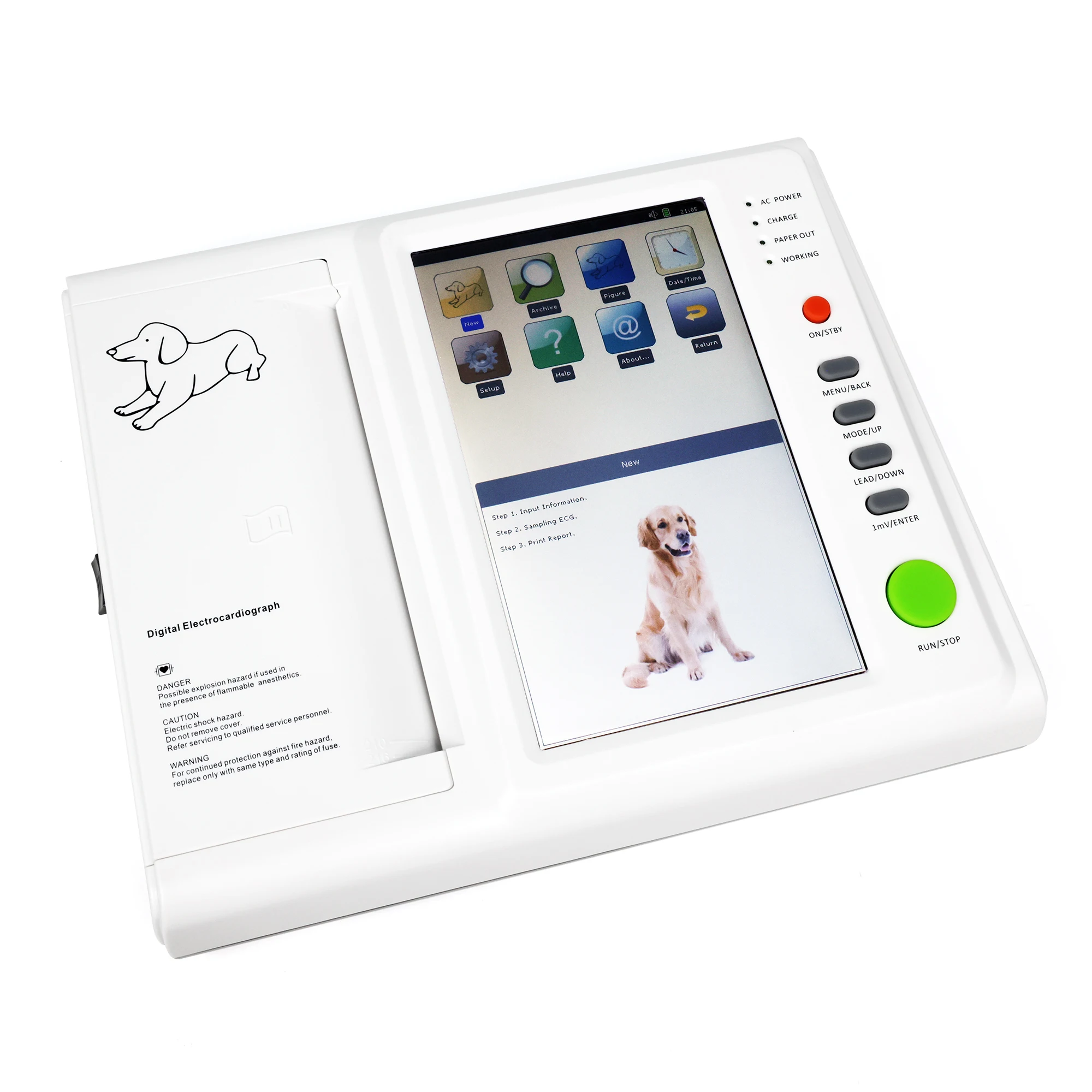 Touch Screen Veterinary ECG Device VECG-H12V Portable 12 Channel Electrocardiograph Animal Heart Monitoring Machine