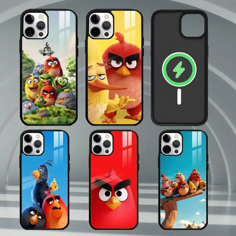 

G-Game A-Angry Funny B-Birds Phone Case For iPhone17,16,15,14,13,12,11 Plus,Pro Max Magnetic For Magsafe Wireless Charging