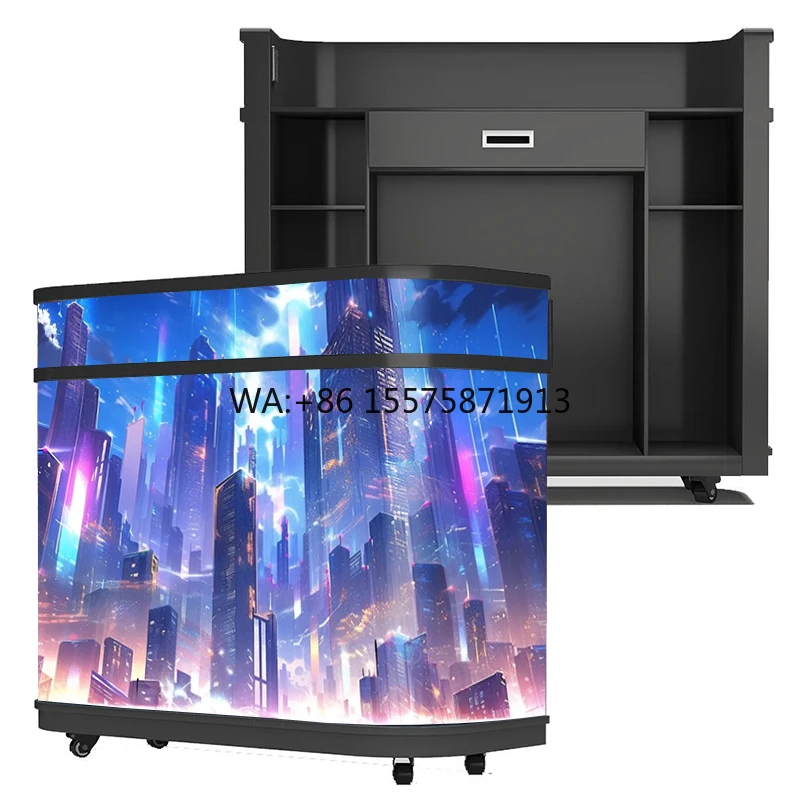 Custom Size Indoor LED DJ Booth Self-Service Business Information Desk Stand with IP65 Rating Exhibition Cashier Counter