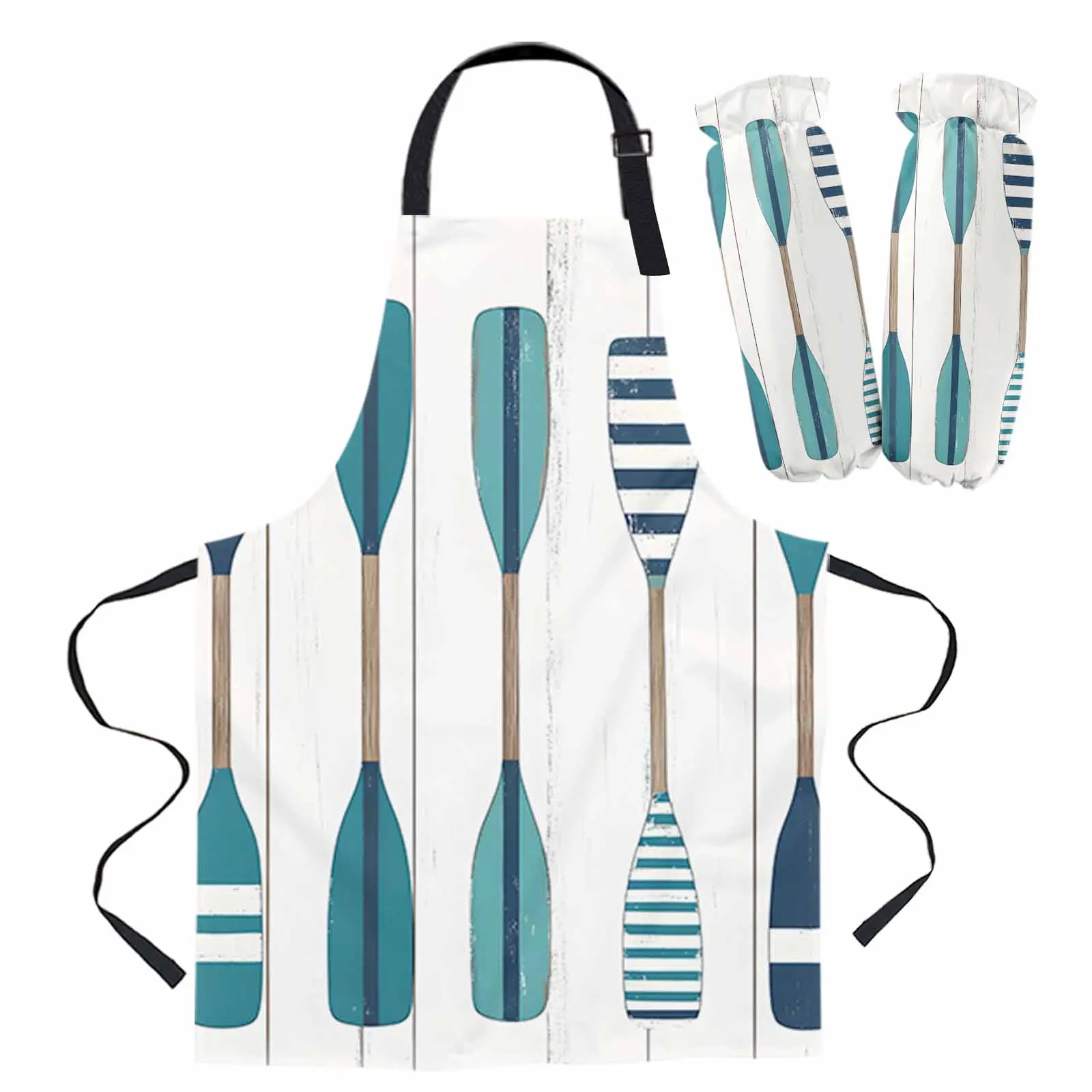 

Vintage Wood Grain Paddle Apron Oversleeve Oven Gloves Pads Cooking Baking Kitchen Aprons for Women Kids