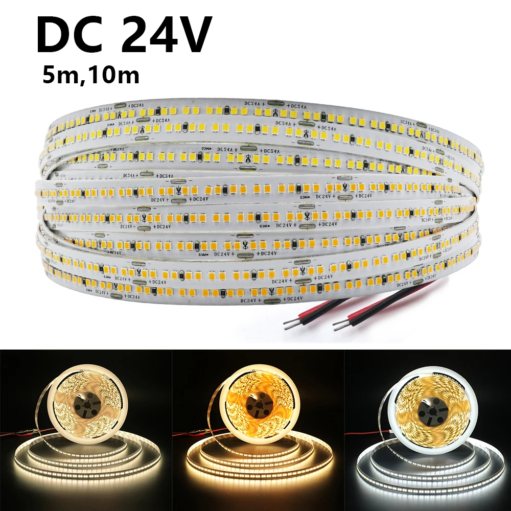 

5M 10M LED Strip 24V High Brightness 280LEDs/m Flexible LED Light Strips Diode Tape 3000K 4000K 6000K Kitchen Bedroom Home Decor