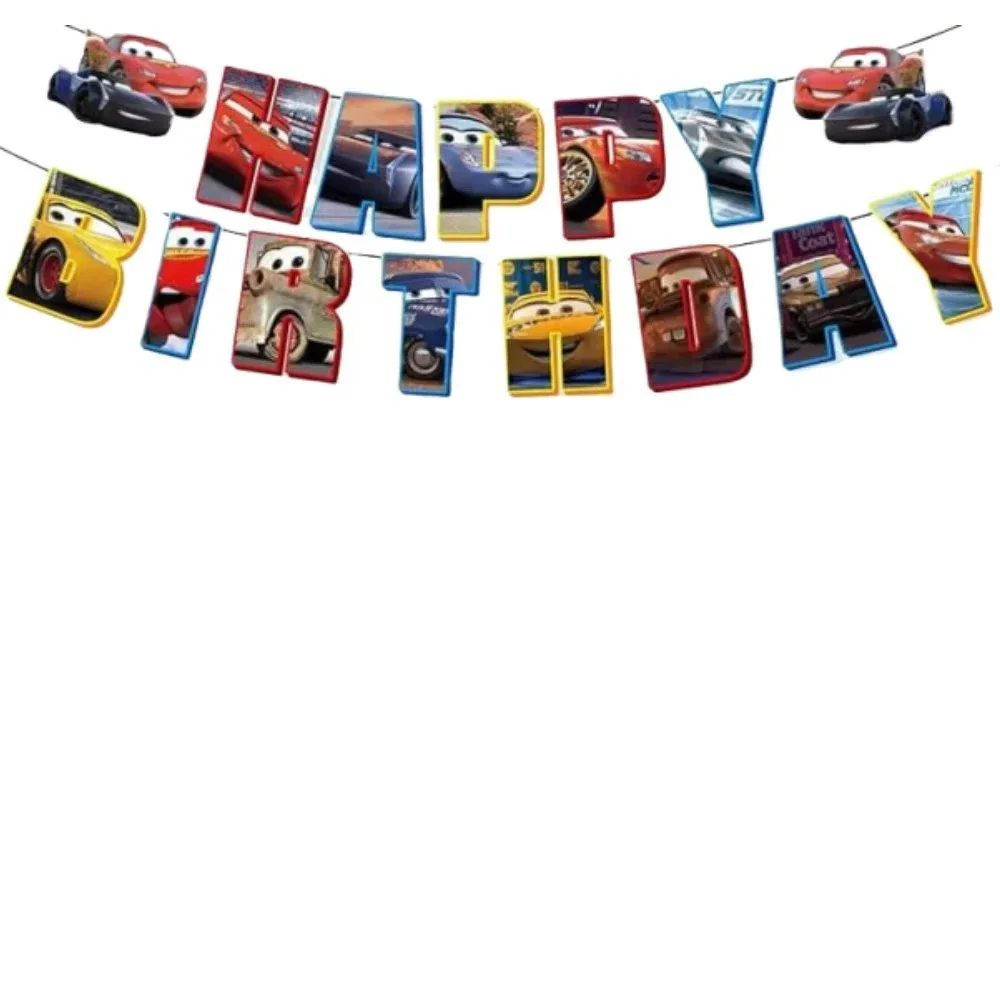Cartoon Rode Auto Thema Kinder Verjaardagsfeest Decoratie Wegwerp Servies Cartoon Auto Vlaggen Hangende Decoraties Placemats