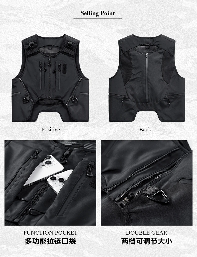 Multifunction Outdoor Sport Tactical Sleeveless Cargo Jackets Man Clothing High Street Techwear Style Vest Chalecos Chaquetas