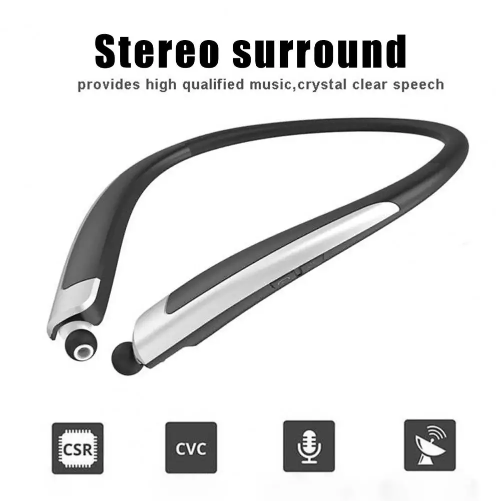 Bluetooth-compatible Earphone Retractable Neckband Earbud Handsfree Clear Calls Lossless Neckband Sports Earphone