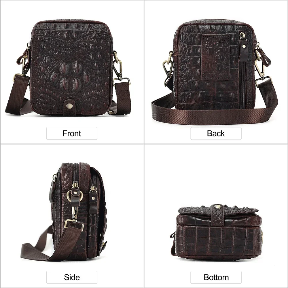 Echte koeienhuid lederen heuptas Vintage krokodilpatroon schoudertassen Vintage kleine Messenger Bag Fanny Packs voor heren