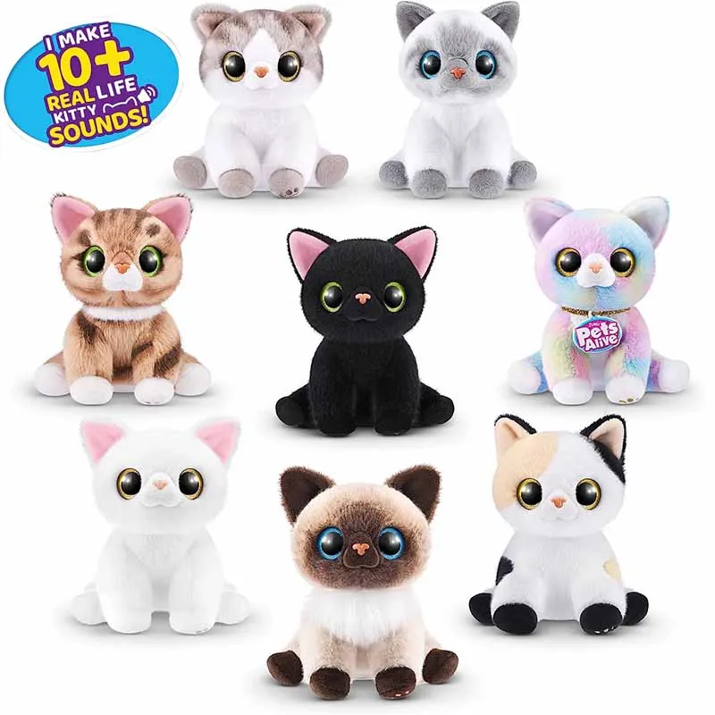 [New] ZURU Pets Alive Smitten Kittens Surprise Interactivity Woolen Cat Girl Cartoon Sound Toy Doll Birthday Gift Beach Sand Toy