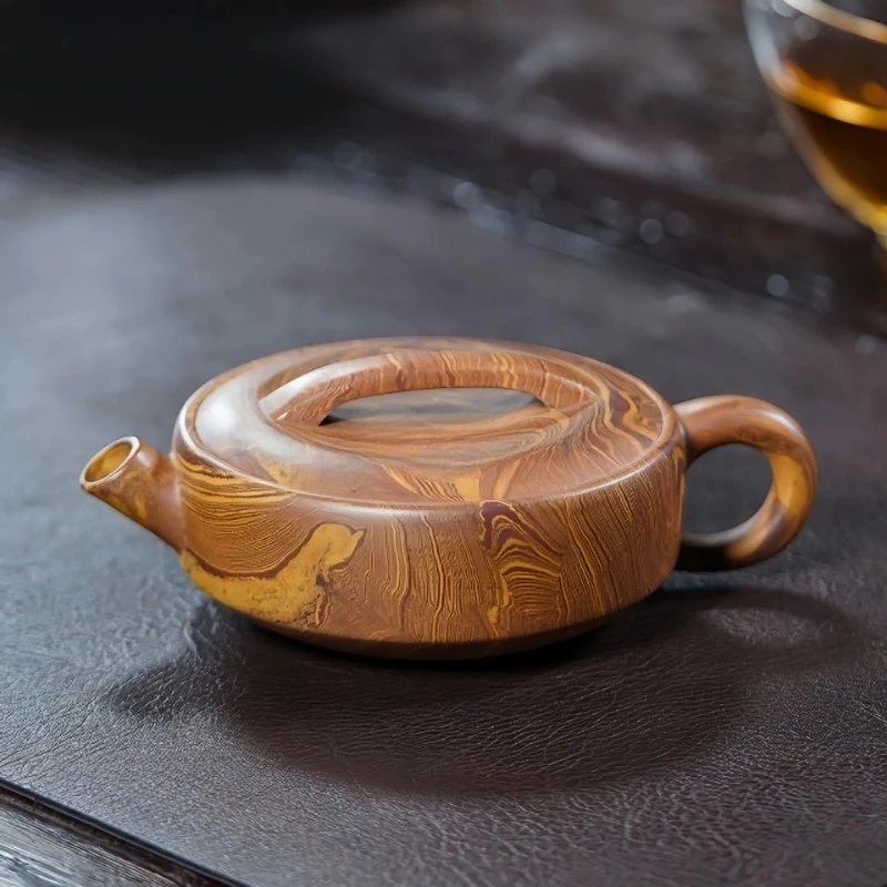 

200ml Ancient Yixing Purple Clay Teapots Handmade Large Caliber Pot Raw Ore Wring Mud Kettle With Infuser Chinese Zisha Tea Set