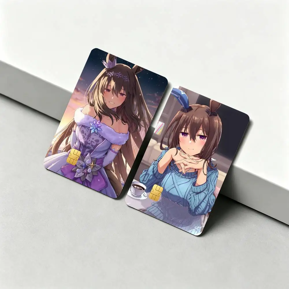 Umamusume-P-D A-Admire Vega 1Set 4Pcs Waterproof Card Skin Stickers for Credit Bus IC Cards