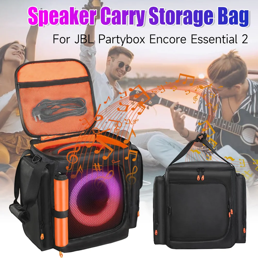 

For JBL Partybox Encore Essential 2 Portable Speaker Dust Case Large Capacity Speaker Carry Bag with Mic Pocket Waterproof