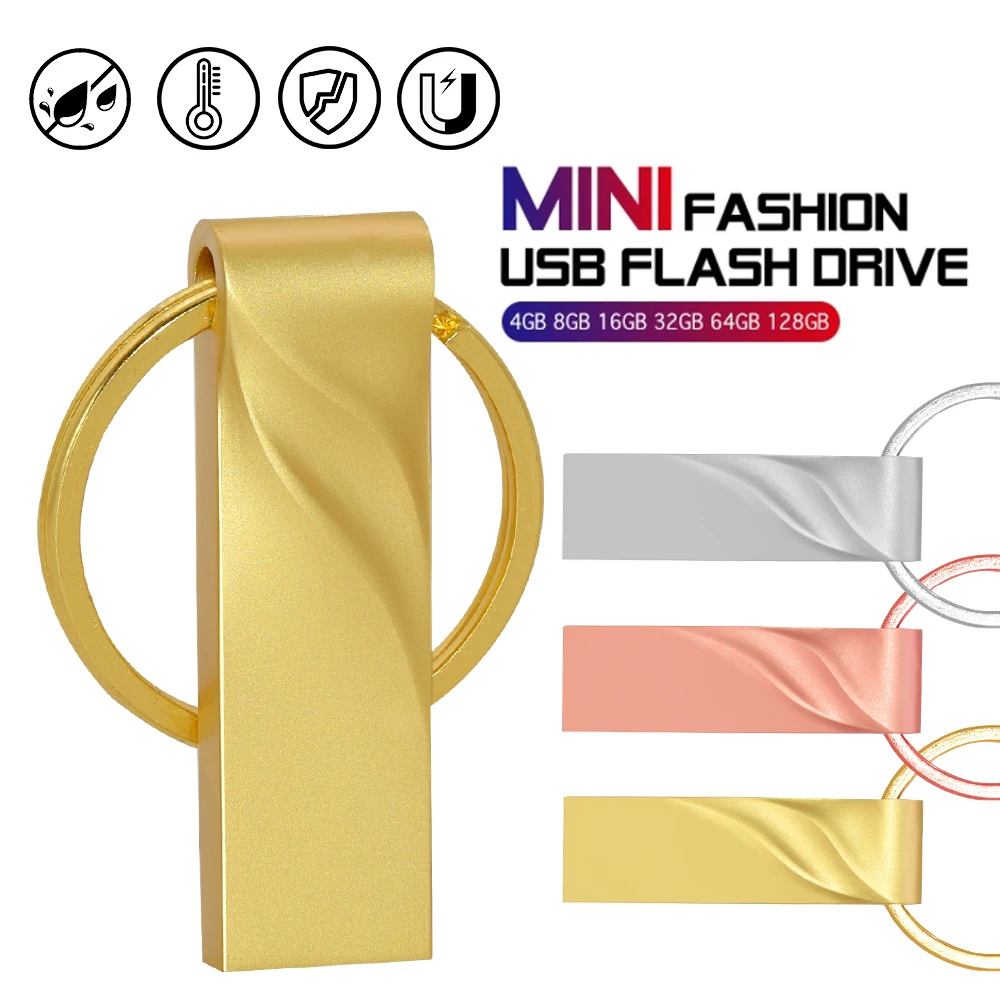 

USB-флеш-накопитель Rose Golden Free Key Ring 32 ГБ Креативные подарки Pendrive Silver U Disk 4 ГБ Высокоскоростная карта памяти Pen Drive CLE U