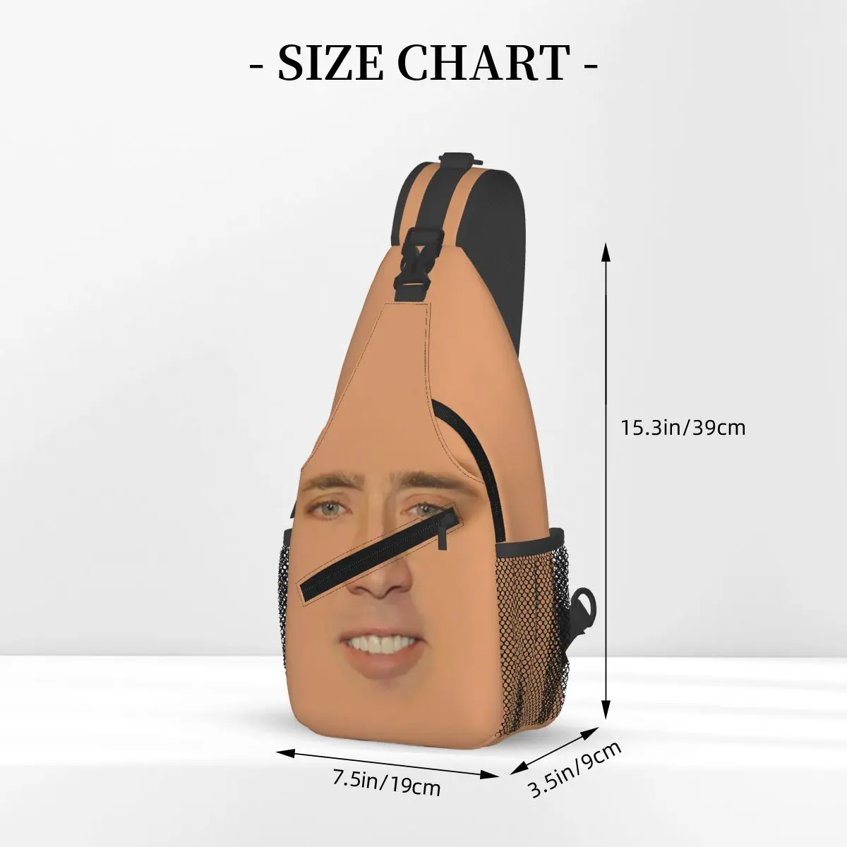 نيكولاس كيج كامل الوجه حقيبة الصدر الرجال حبال Crossbody على ظهره حقيبة الصدر السفر المشي لمسافات طويلة Daypack حقيبة الكتف