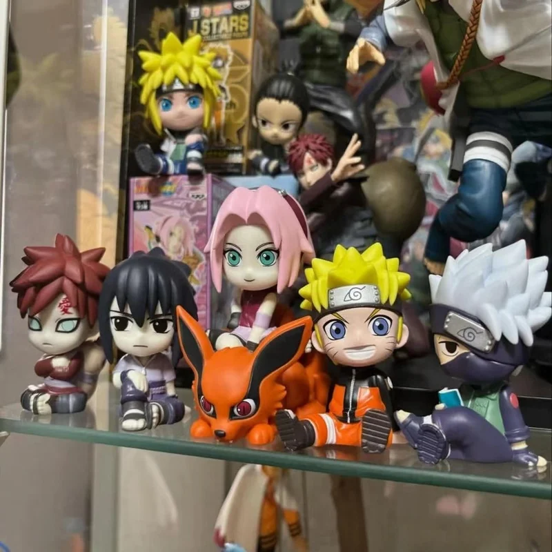 Bandai caja ciega 8 unids/set figura de Anime Naruto Shippuden Hinata Sasuke Itachi Kakashi Gaara figura de acción versión Q modelo de PVC