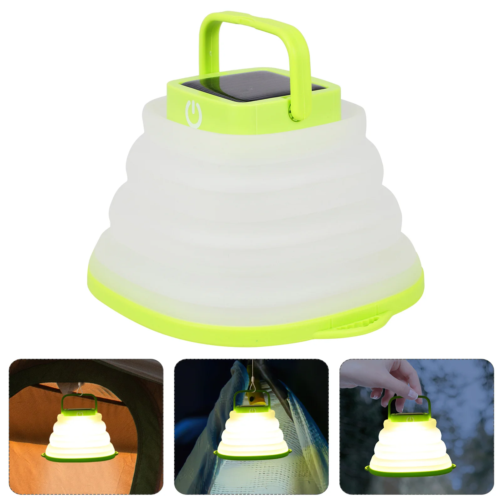 Pop-Up Silicone LED Camping Lantern Solar Powered Adjustable Brightness Outdoor Tent Light Waterproof Lightweight