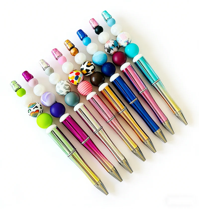 

Набор из 10 корейских пластиковых шариковых ручек для украшения бисером, персонализированные подарочные ручки, корейские канцелярские товары для школы и офиса, ручки для подписи