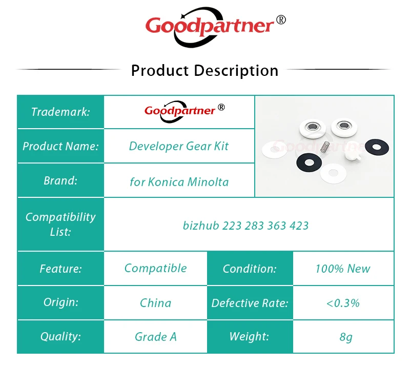 1X Developer Unit Spacer Roller for Konica Minolta bizhub 223 283 363 423