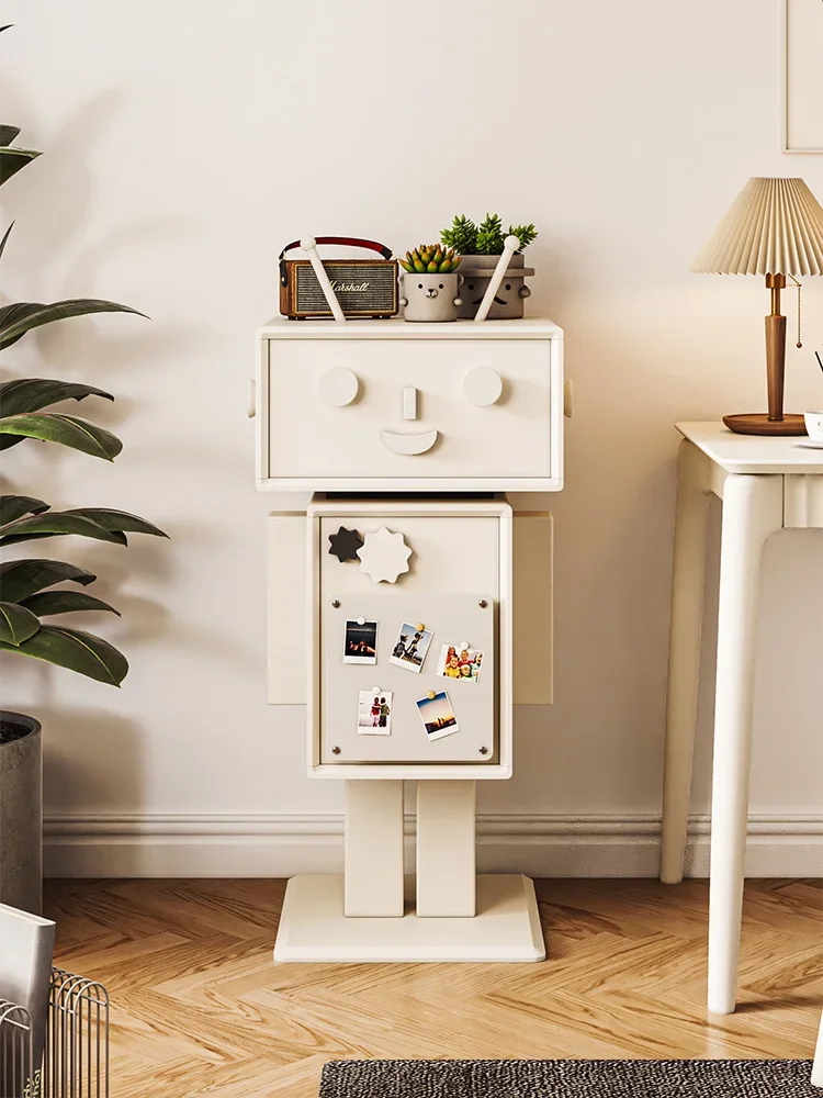 

RVR designer robot cabinet, cream wind solid wood paint storage cabinet, small apartment, bedroom, locker, chest cabinet