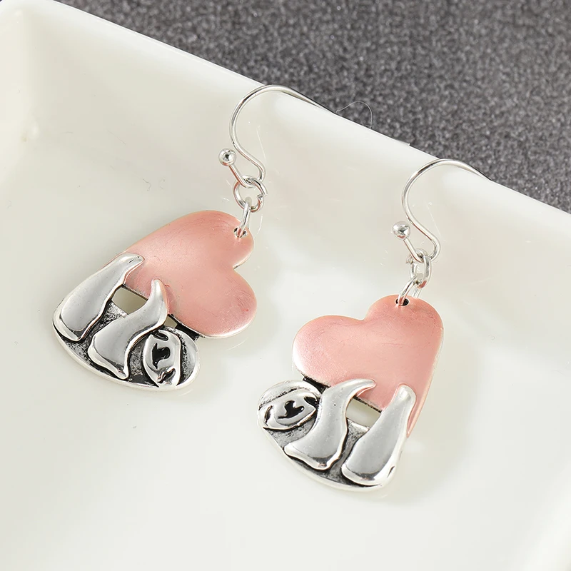 Lovely Sloth Heart Handmade Delicate Pendant Earrings Women's Fashion Chic Design Festival Vacation Koala Animals Jewelry Crafts view 4