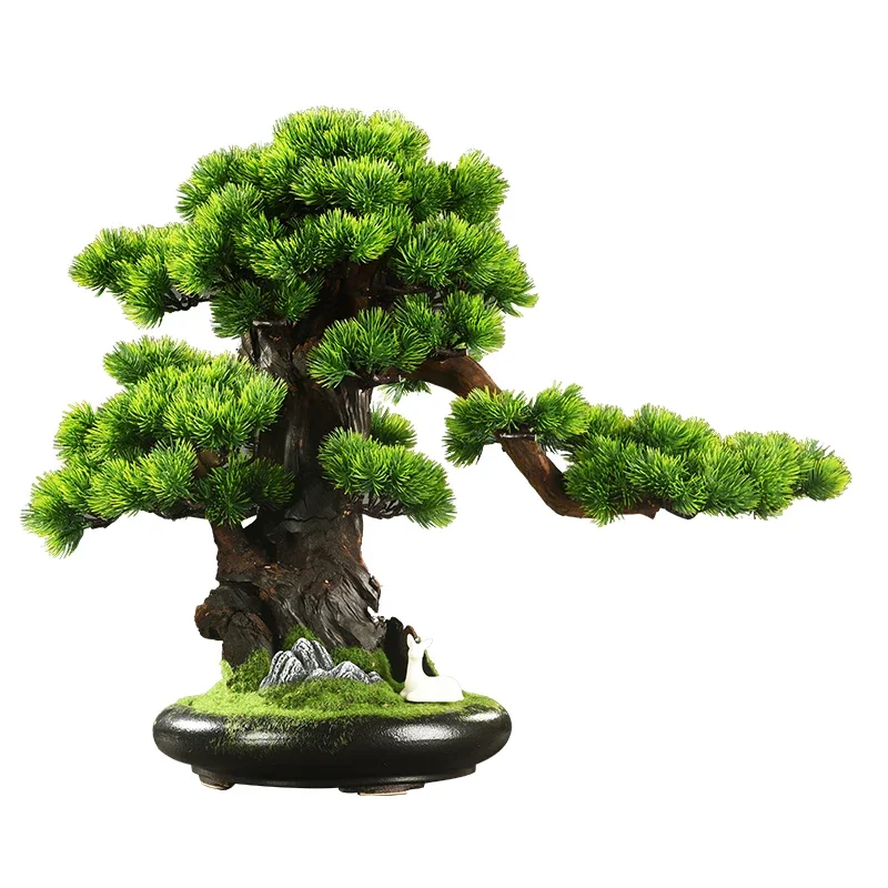 Simulation welcome pine bonsai plant living room porch office green plant potted home decoration opening gift