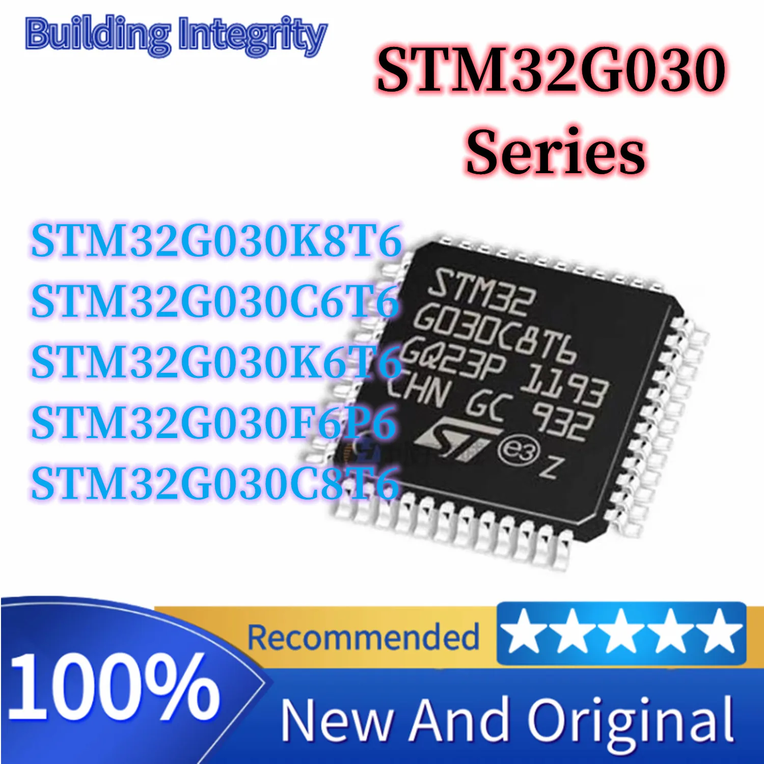 STM32G030C8T6 STM32G030F6P6 STM32G030K6T6 STM32G030C6T6 STM32G030K8T6 ARM Cortex-M0 64MHz Flash memory: 64K@x8bit RAM: 8KB MCU