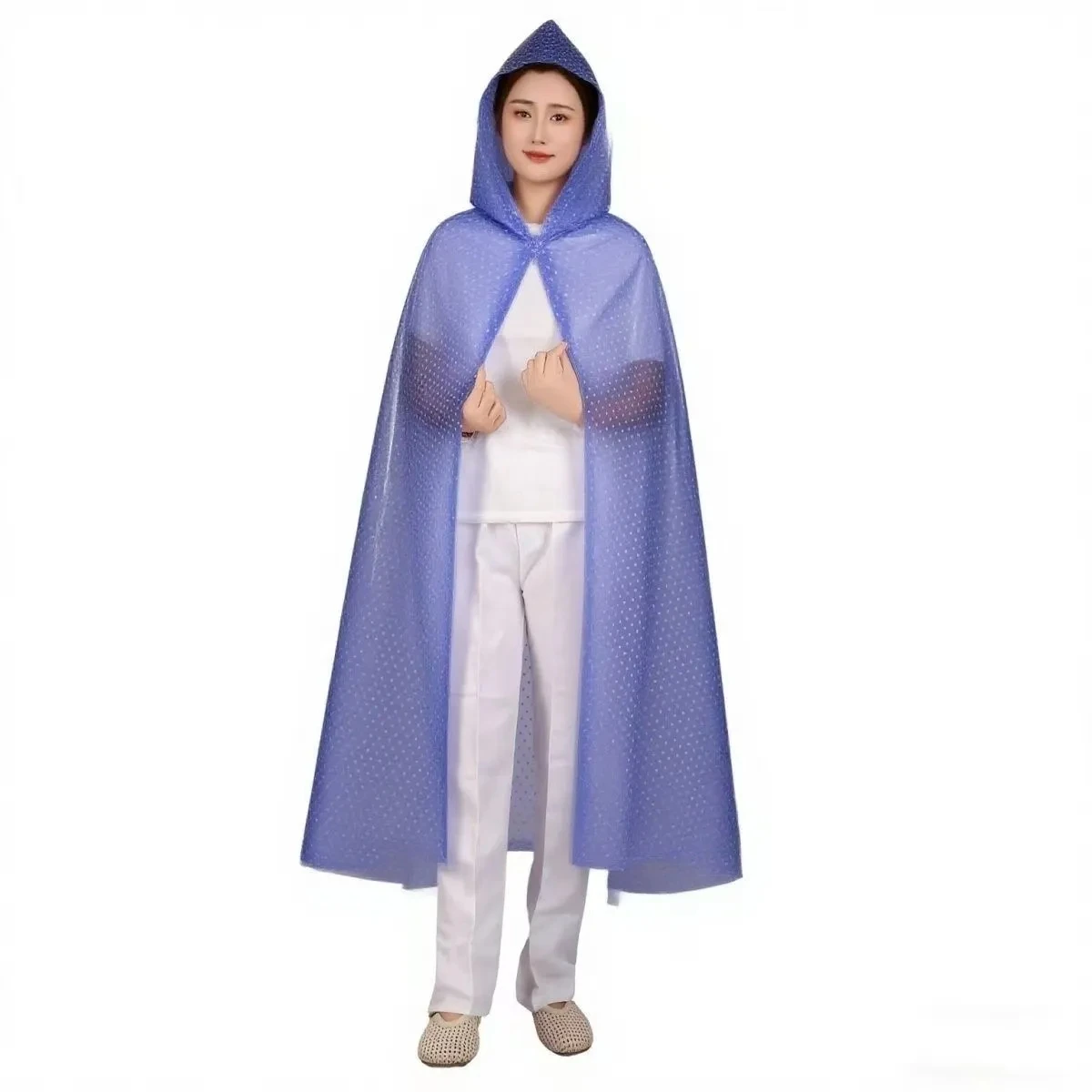 

﻿Unisex Shawls Waterproof Raincoat Snowflakes Graphics Adult Full Body Cycling Raincoat Commuting Durable Hooded PVC Material