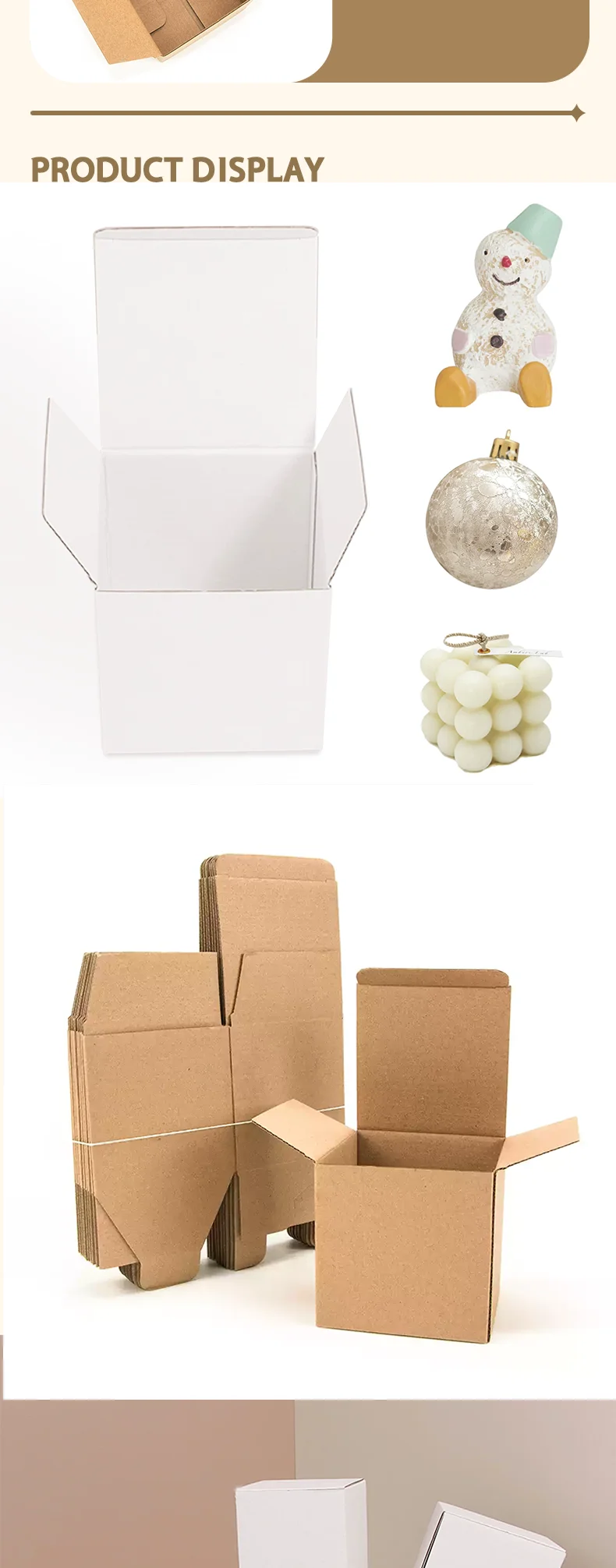 10 Stück Weiße Kraftpapier-Geschenkboxen mit Klappdeckel für Feiertage und Partys, Unterstützt Individuelles Logo – Detail 3