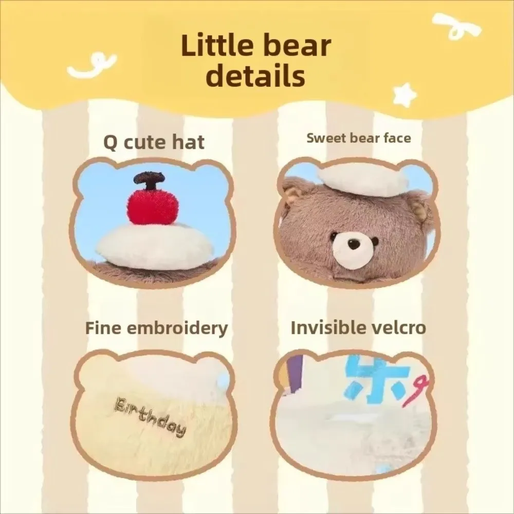 Adorable Pull-out Bear Cake Plush Toy Cartoon Creative Birthday Gifts Soft Cute Birthday Cake Plush Toy Girls