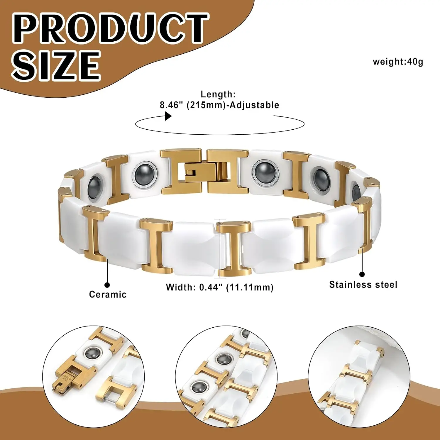 ARADOO Premium Ceramic Titanium Steel Bracelets for Men Women with Sculpted Crescent Design Jewelry Gifts