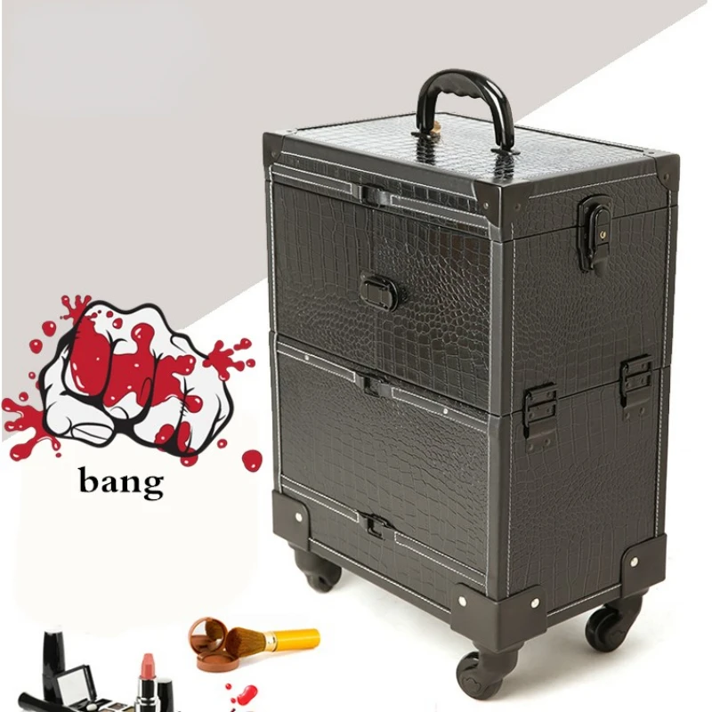 Makeup trolley case Multi-layer Beauty & Makeup Storage Trolley Aluminum Alloy Cosmetic Case Travel Toiletry Trunk  1pc