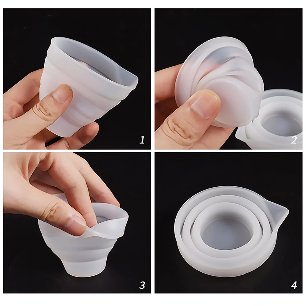 50-500ml Foldable Silicone Measuring Cup Multi-spec Portable Liquid Container  Silicone Mixing Cup For DIY Epoxy Resin Jewelry H