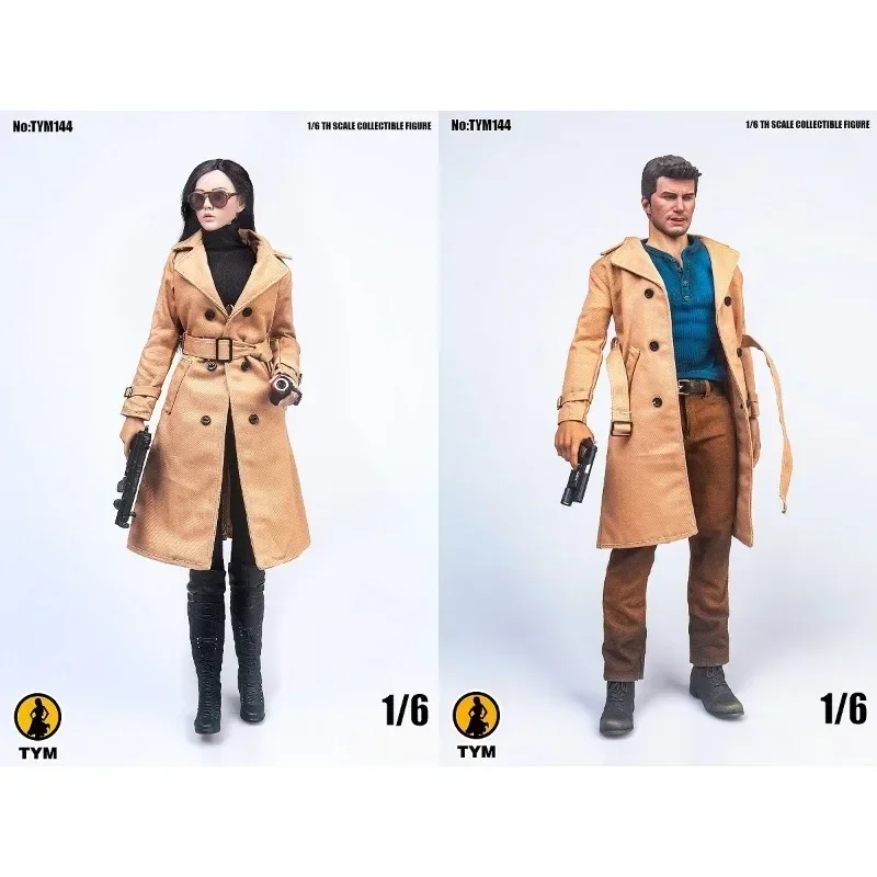 1/6 Scale Male&Female Clothes Fashion Simple Long Windbreaker Jacket Model for 12