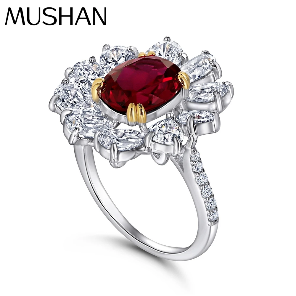 

Кольцо MuShan Designer Jewelry из стерлингового серебра 925 пробы с цирконом 7А класса, огранка Ашер, позолоченное, для девушек, ювелирное изделие
