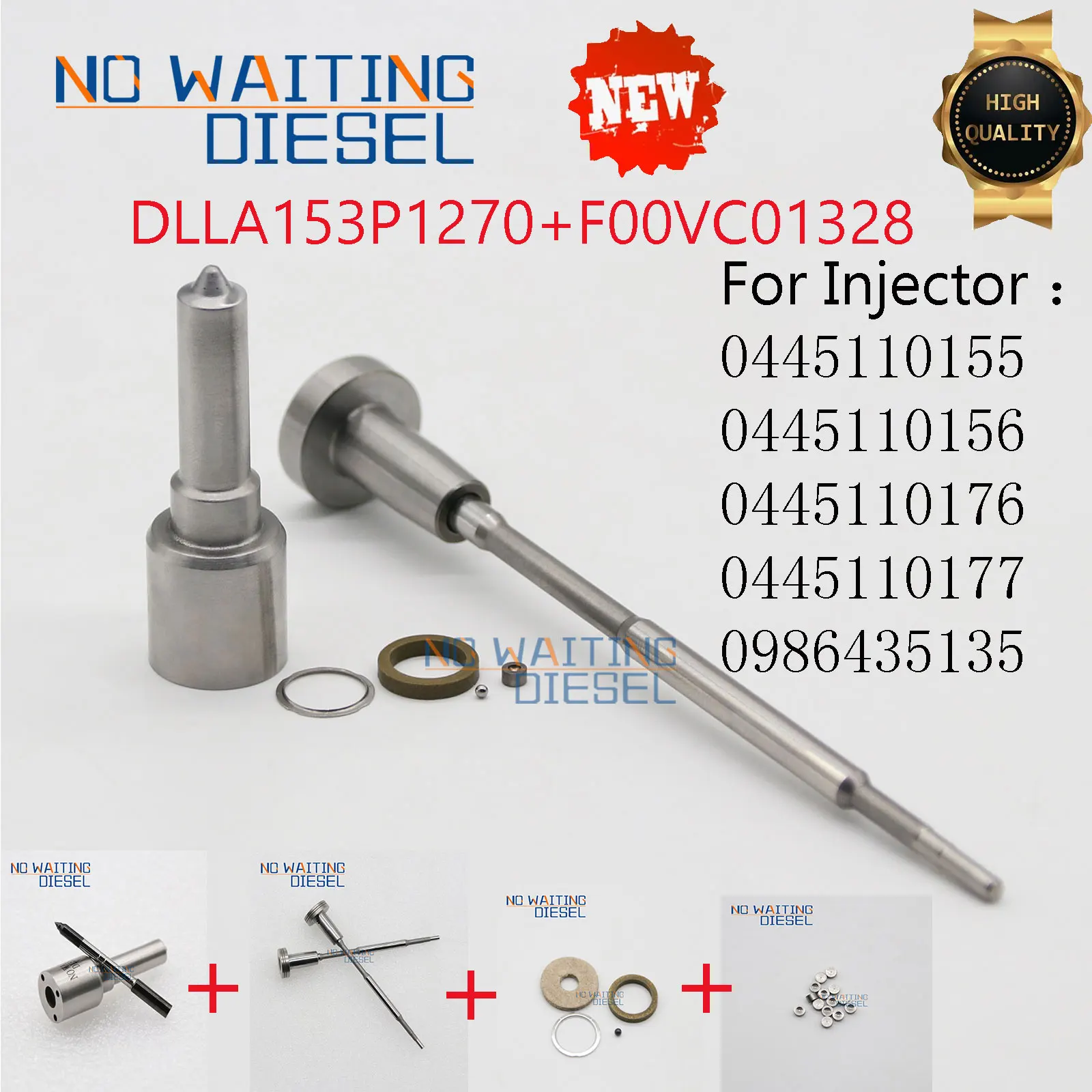 0445110155 0445110156 0445110176 0445110177 Injector Parts Nozzle And Valve DLLA153P1270+F00VC01328 Repair Kits F00RJ04174