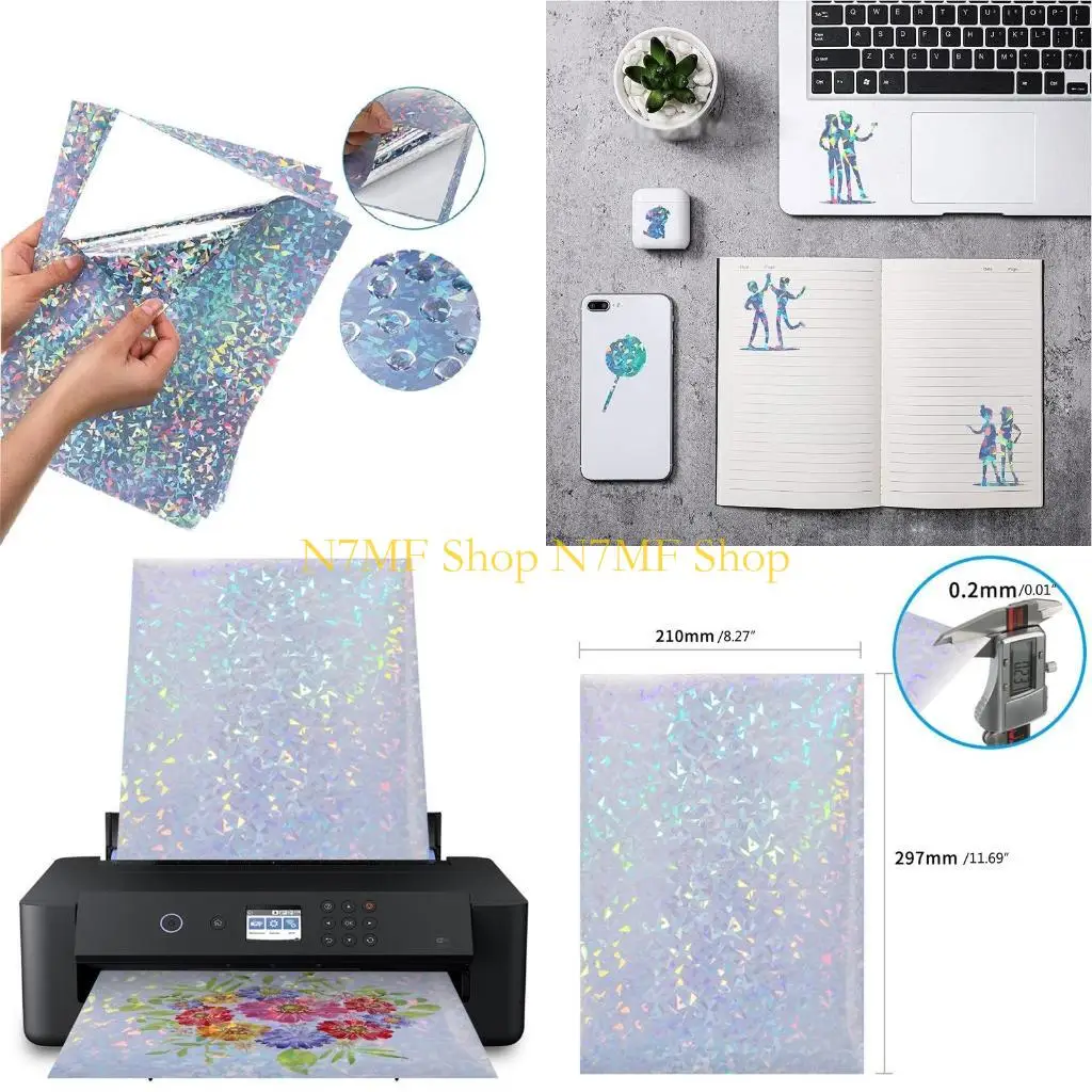 N7MF Inkjet Printing 10 Sheets Diamond Pattern Wrapping Papers Vinyl Inkjet Adhesive Printing Papers