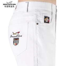 2024 New Summer White Jeans for Men Bruce&Shark  Designer Luxury Men's Jeans Loose Fit Stretch Cotton Casual Fashion Big Size 42