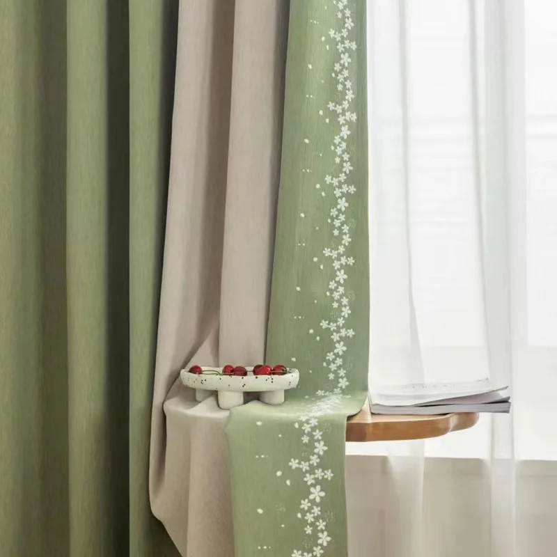 

New Chenille Seamless Splicing Blackout Curtain Fabric Curtains for Living Dining Room Bedroom