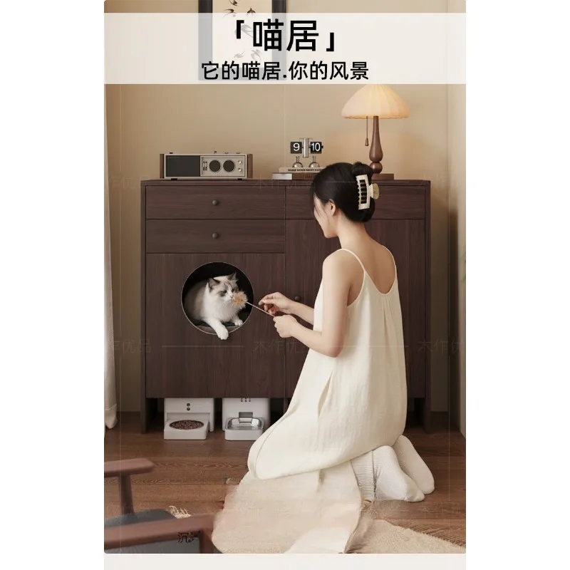 

Integrated storage cabinet Solid wood balcony cabinet Locker Cat nest side cabinet Locker