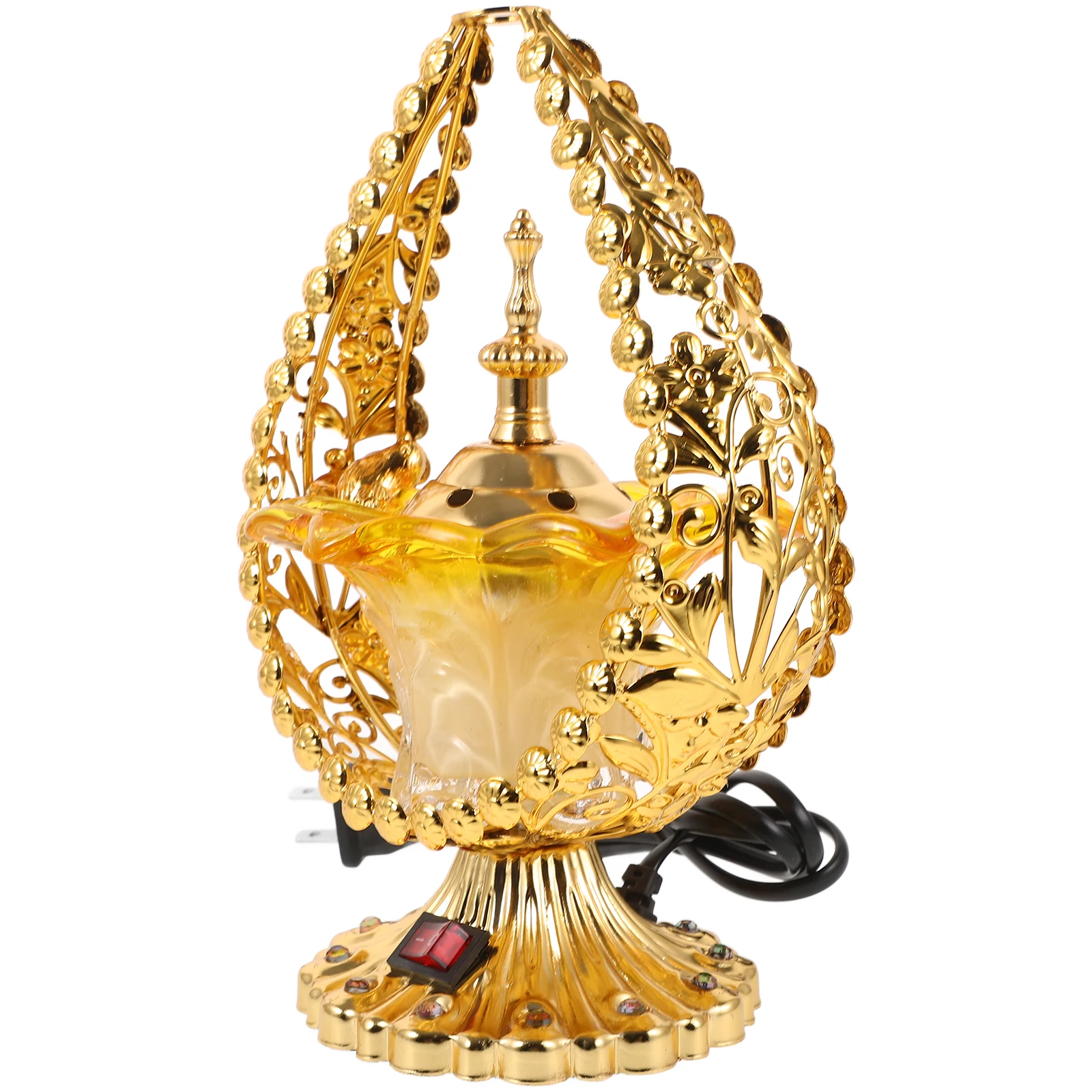

Electric Arabian Style Incense Burner Desktop Lidded Censer Ornament Plug in Aroma Burner Home Incense Stove Censer