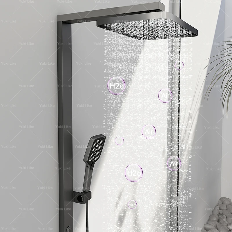 Juego de ducha Digital inteligente gris, sistema de ducha para uso doméstico, rociador de lluvia, cabezal de ducha presurizado para baño y