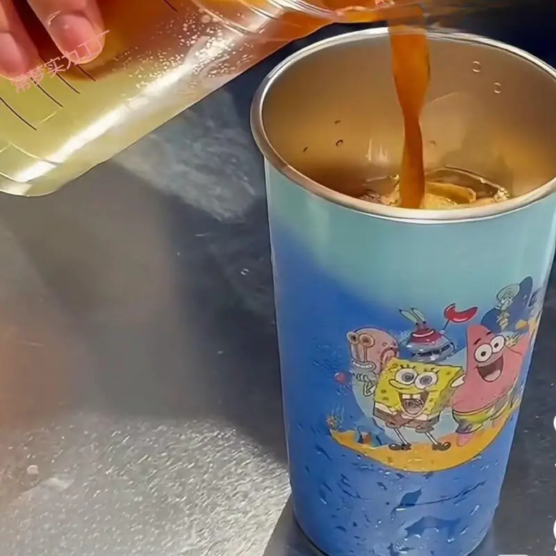 سبونجبوب سكوير كوب ماء متغير اللون ياباني كاواي باتريك ستار والأصدقاء كوب حليب القهوة Ins كارتون أنيمي هدية ﻿