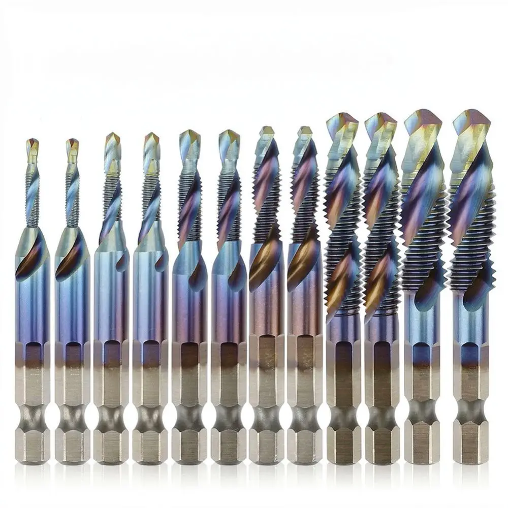 Multifunction Drill Tap Bit Set Hex Shank Thread Cutting Tools Deburring Countersink For Metalworking Repair Kit