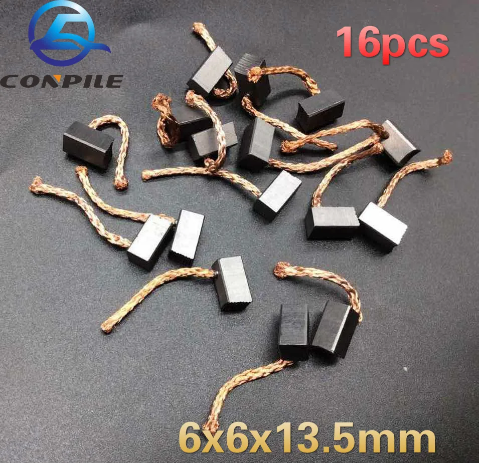 16pcs 6x6x13.5mm Carbon Brush For Vehicle Automobile Car Truck Heater Blower Fan Air-Blower Car Motor Carbon Brushes