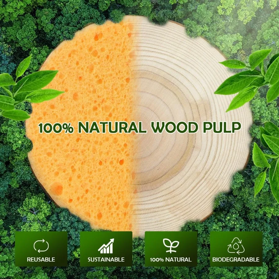 48Count Compred Facial SpongesRound Reusable Makeup Remover Pads Facial Pads Natural Cosmetic Spa Sponges for Facial Cleansing