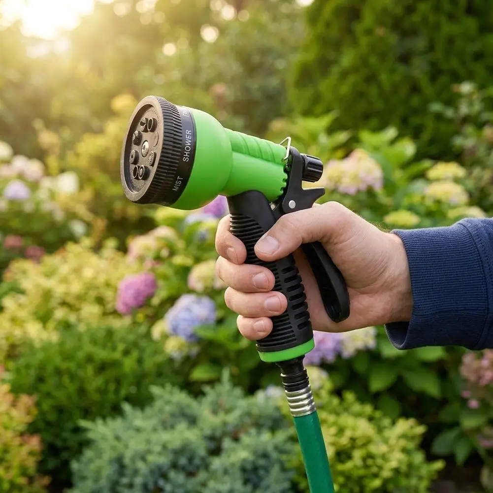 8-Modus-Hochdruck-Gartenspritzpistole mit Daumenkontrolle für Pflanzenbewässerung und Autowäsche