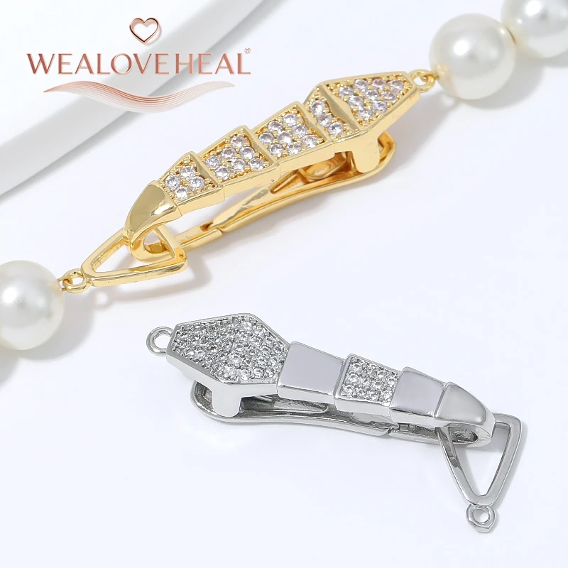 verschluss schmuck, 18K Vergoldeter Messing-Schlangenperlen-Verschluss, Micro-Pavé-CZ-Karabinerverschluss für DIY-Halsketten- und Armband-Schmuckherstellung – Detail 19