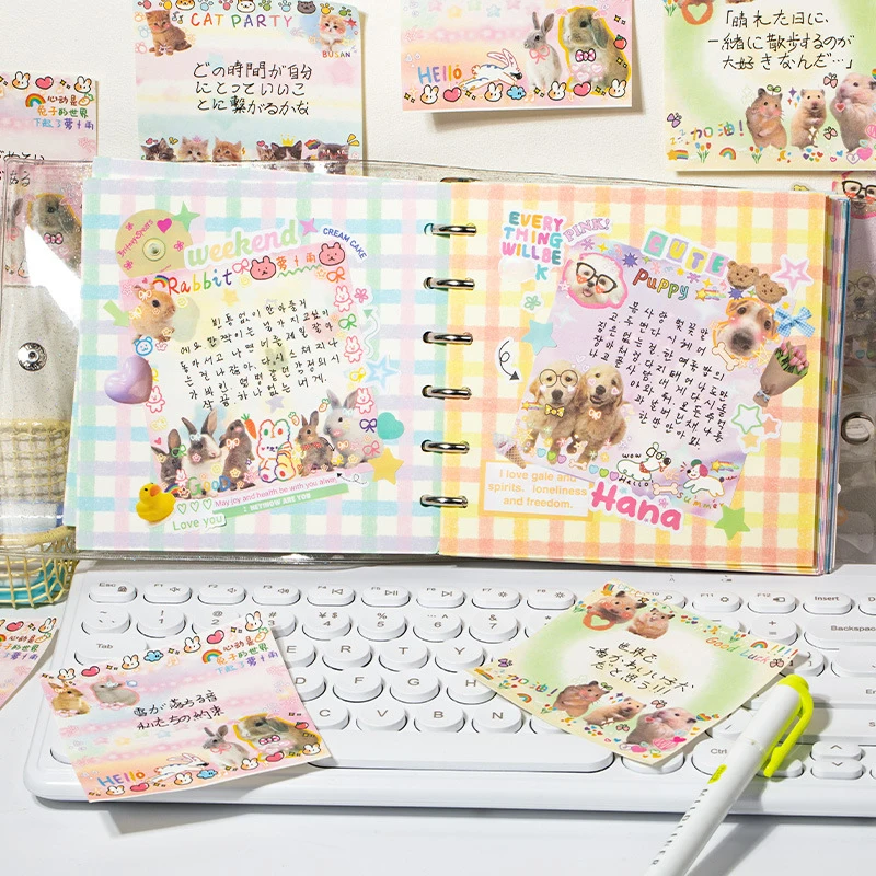 60Sheets Cute Animals Note Pads Kawaii Message Paper Fashion Notepad Cartoon Versatile Sticky Note Student Stationery Gifts