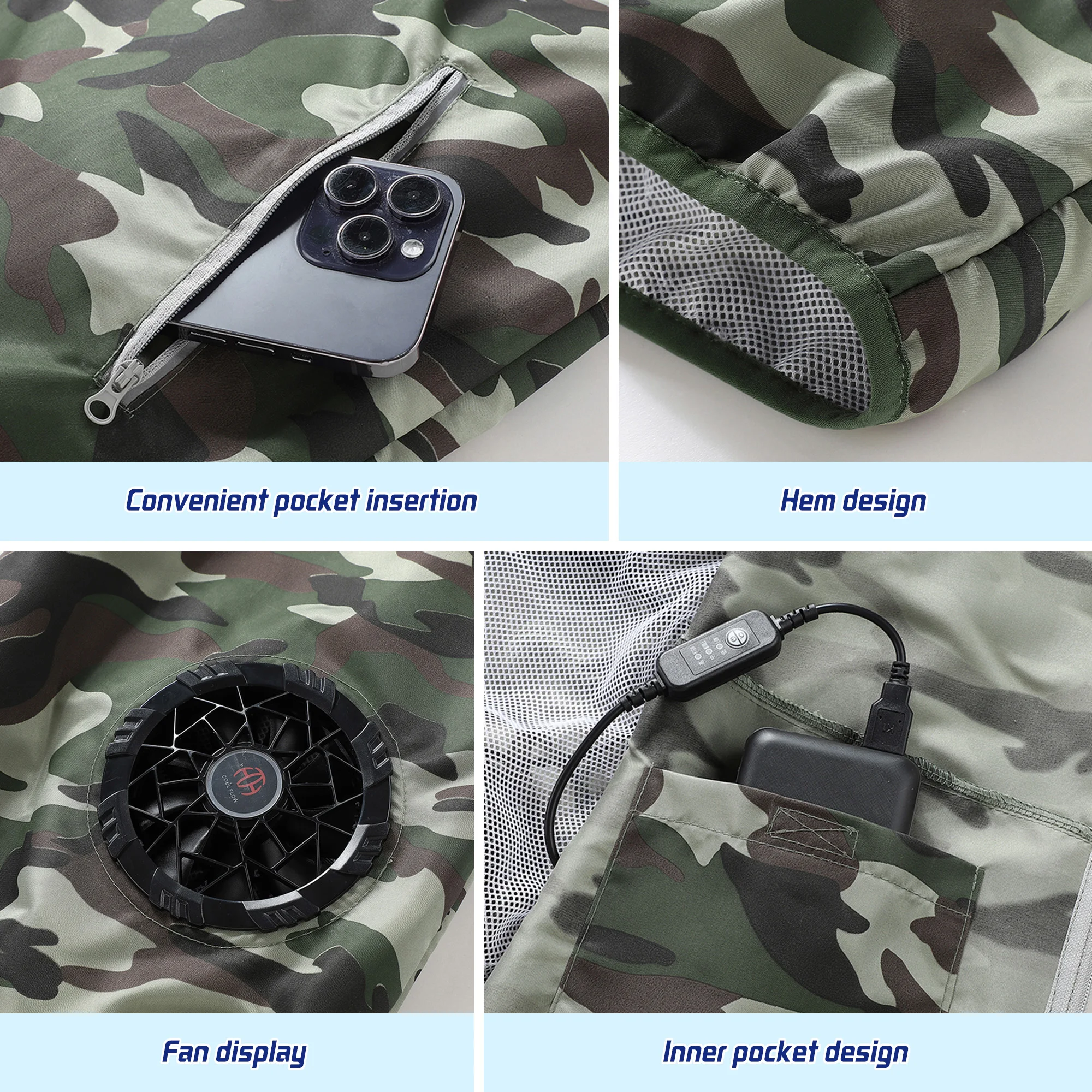 Fan Vest Cooling Electric fan vest Cool Vest Air-conditioned Clothes Hiking Cooling 13 Hours High Temperature Work Fishing Vest