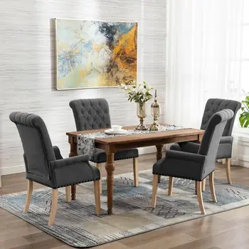 優雅的深灰色簇絨軟墊餐椅,適用於廚房和餐廳 10 最佳銷售 豪華餐椅 - №8