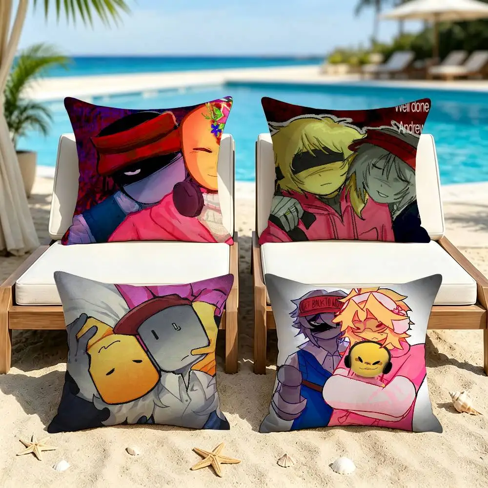 B-Bad Things Andrew Ivan Square Double-Sided Printed Pillow Case Sofa Cushion Cover Bedroom Bedside Decor